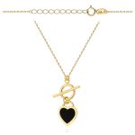 Naszyjnik złoty 585 14k czarna ceramika serduszko serce toggle prezent dla niej czarne serduszko wiszące
