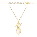 Naszyjnik złoto 585 14k masa perłowa serduszko serce prezent dla niej toggle zapięcie ozdobne wiszące serduszko