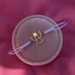 Bransoletka na sznureczku aniołek aniołek na Komunię Świętą upominek dla niej prezent srebro 925 pozłacana złocona złota na białym sznureczku prezent dla dziewczynki komunijnej