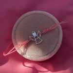 Bransoletka na różowym sznurku srebro 925 aniołek dla dziewczynki komunijnej Komunia Święta prezent upominek dla dziewczynki dla dziecka komunijnego anioł na różowym sznureczku