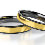 Obrączki z tantalu i żółtego złota grafitowe polerowane na wysoki połysk nowoczesne półokrągłe półpłaskie designerskie alternatywa dla czarnego złota odporne na zarysowania trwalsze od złota najwyższa próba 999 złoto 585 14 kt dwukolorowe czarno złote szaro złote