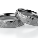 Obrączki z tantalu grafitowe print naturalny wzór polerowana na wysoki połysk nowoczesne półokrągłe designerskie alternatywa czarne złoto odporne na zarysowania trwalsze od złota najwyższa próba 999