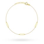 Złota bransoletka minimalistyczna złoto 585 14k prezent dla niej delikatna stylowa 3 ogniwka chain spinaczowe ogniwka delikatna trzy podłużne ogniwa