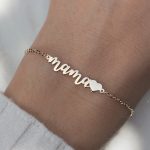 Bransoletka złota mama serduszko serce złoto 585 14k dla niej prezent złota bransoletka dla mamy Dzień Matki idealny prezent dla mamy napis mama z serduszkiem z sercem