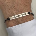 Bransoletka dla taty najlepszy tata dzień opcja prezent dla taty bransoletka srebro 925 na sznurku męska dla niego blaszka