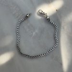 Bransoletka srebrna 925 oksydowane połysk polerowana srebro męska dla mężczyzny dla niego mocny gruby splot lisi ogon jodełka pancerka kłos