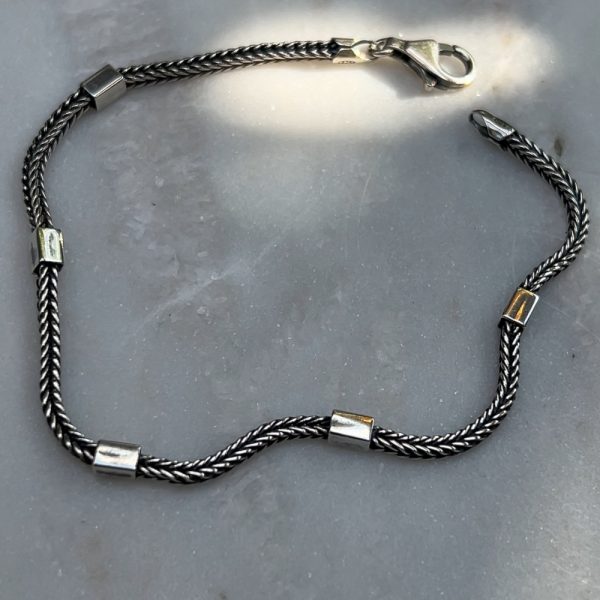 Srebrna bransoletka srebro 925 oksydowane polerowane połysk ciemne bransoletka męska dla niego prezent stylowa męska bransoletka modowa dla mężczyzny solidna gruba