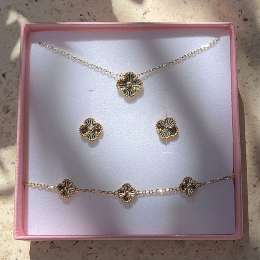 Bransoletka złota 5 diamentowanych koniczyn marokańskich fiore - obrazek 2