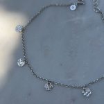 Bransoletka srebrna srebro 925 na nogę na kostkę na stopę na lato dla niej prezent bransoletka wiszące diamentowane blaszki elementy mieniące się błyszczące się