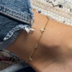 Bransoletka na nogę wiszące gwiazdki gwiazdeczki na nogę na stopę na kostkę pozłacana złocona srebro 925 pozłacane 24ct złotem dla niej