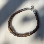 Bransoletka skórzana skóra rzemyk brąz oliwkowa zielona brązowa pleciona boho industrialna surowa bransoletka dla niego prezent dzień ojca