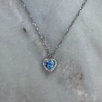 Srebrny naszyjnik serce serduszko niebieskie błękitne baby blue srebro 925 naszyjnik z serce kamień w kształcie serca serduszka jasno niebieski naszyjnik dla niej ala pandora