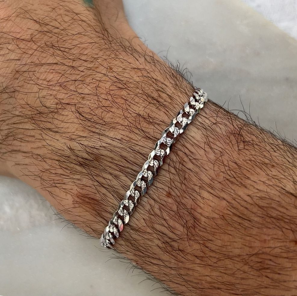 Męska bransoletka splot pancerka diamentowana srebro 925 mocny gruby splot dla niego dla mężczyzny męska prezent dla niego