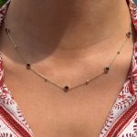 Naszyjnik 5 koniczynek marokańskich złoto 585 14k naszyjnik dla niej delikatny diamentowane kuleczki krótszy czarne koniczynki marokańskie luksusowe ceramika kamień naturalny