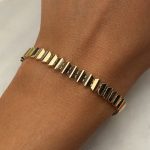 Złota bransoletka szeroka półsztywna złoto 585 14k dla niej geometryczny wzór bogata nietuzinkowa