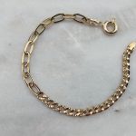 Bransoletka złoto 585 14 karat kt dwa sploty pancerka podłużne łańcuchowe ogniwa chain polerowana błyszcząca solidna ozdobne duże okrągłe zapięcie podwójna pół na pół łączone sploty dla niej modowa bogata wysoka próba złota