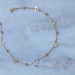 Złota bransoletka na nogę z serduszkami z sercami złoto 585 14k serca bransoletka na nogę na prezent dla niej diamentowane serduszka serca błyszcząca mieniąca się bransoletka na nogę na kostkę na stopę