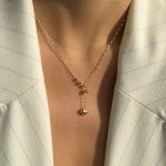 Naszyjnik krawatka złoto 585 14k serduszko gładkie kuleczki asymetryczne stylowe inne nietuzinkowe wyjątkowy naszyjnik dla niej gładkie dmuchane pompowane serduszko serce