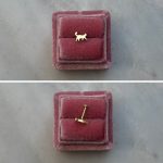 Piercing złoto 585 14k labret kot z kotkiem płaski tył wkręcany kolczyk pojedynczy kolczyk z kotem 7mm