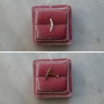 Piercing kolczyk do piercingu labret wysadzany cyrkoniami z kamieniami złoto 585 14k podłużny do helixa do conch concha wkręcany labret gwint wewnętrzny wygodny płaski tył 7mm łuk półokrągły łuk księżyc moon