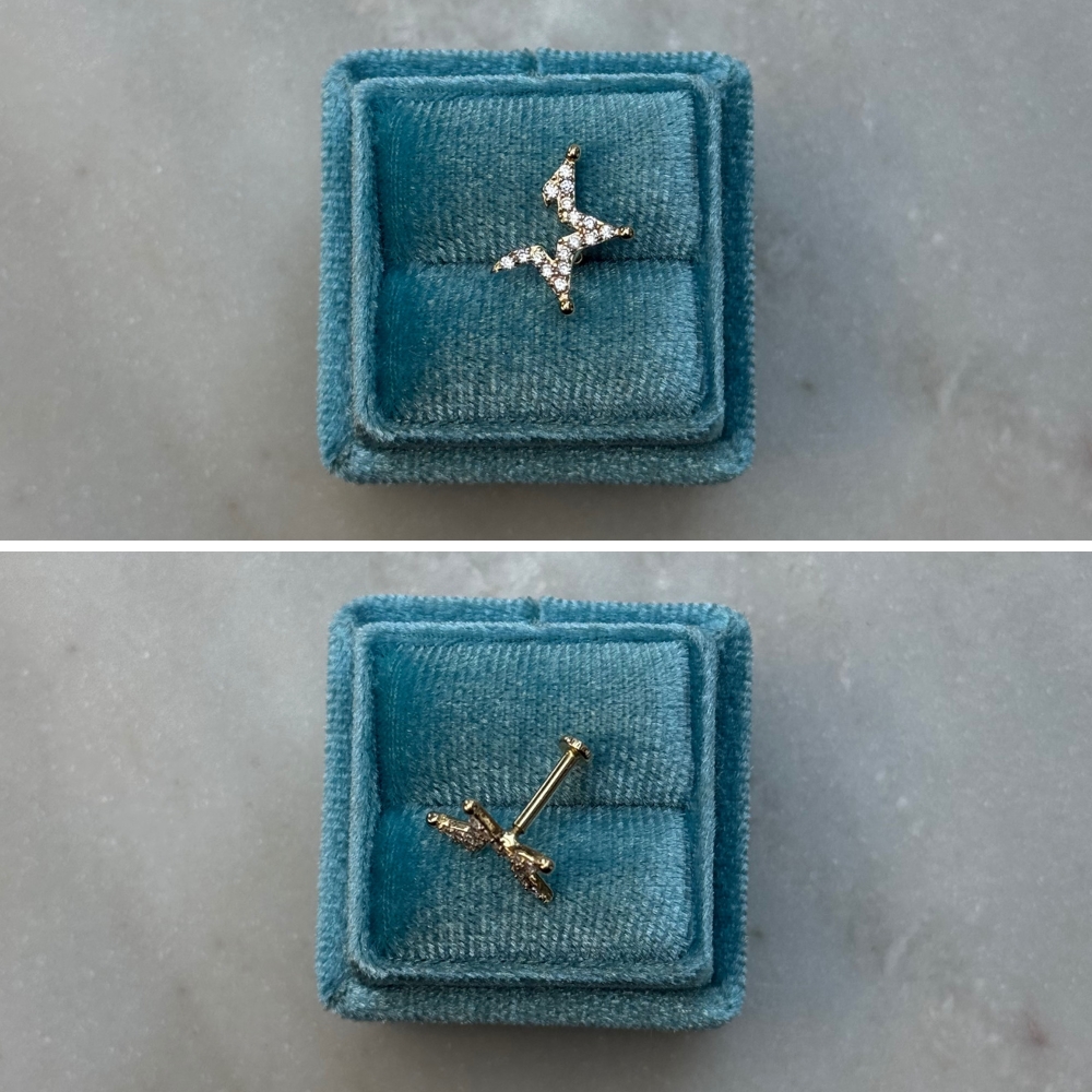 Kolczyk do piercingu piercing złoto 585 14k gwiazdka kawałek gwiazdka obcięta gwiazdka 8mm do chrząstki heliź upper lobe