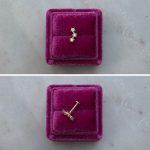 Piercing kolczyk do piercingu złoto 585 14k trzy gwiazdki gwiazdki gwiazdy wysadzane cyrkoniami trzy cyrkonie labret płaski tył 7mm