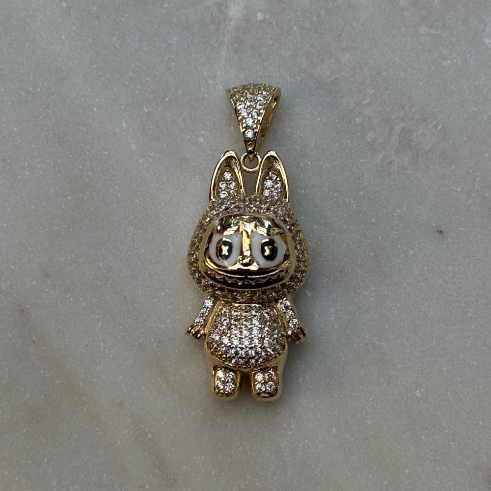 Zawieszka labubu złoto 585 15k wysadzania cyrkoniami kamieniami hit złota zawieszka z misiem pluszakiem labubu duża najmodniejsza totalny hit