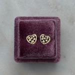 Złote kolczyki złoto 585 serduszka serca z kwiatkami z kwiatuszkami serca kwiatki14k wkrętki na sztyft sztyfty