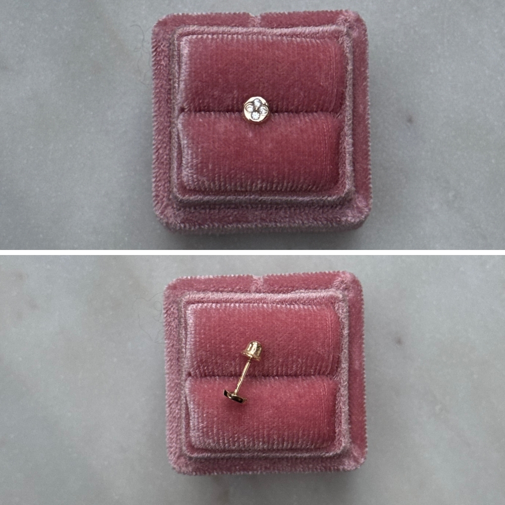 Kolczyk piercing koniczynka marokańska koniczyna złoto 585 okrągły z cyrkoniami 14k wkręcany kulka na tyle zakecany wkręcany 6mm łoty kolczyk do piercingu helix flat conch tragus upper lobe