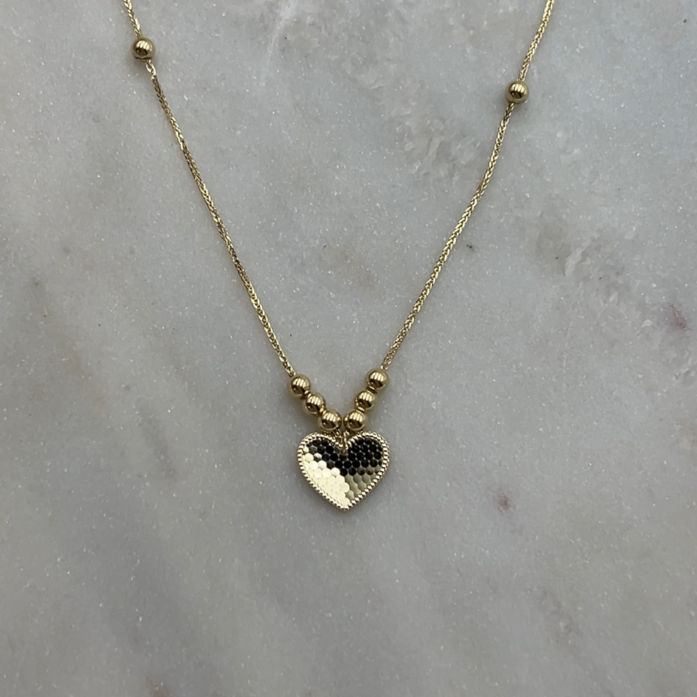 Złoty naszyjnik broccato złoto 585 14kt efekt brokatu błysku błyszczący naszyjnik serduszko serce efekt cekinków cekinów diamentowany naszyjnik z sercem serduszkiem dla niej prezent dla niej wyjatkowy prezent dla niej błyszczące serce