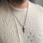 Męski łańcuszek z krzyżykiem naszyjnik łańcuszek srebro 925 pokryte czarnym rodem rodowane czarne cyrkonie dla niego męski dla mężczyzny prezent dla niego dla mężczyzny naszyjnilk z krzyżem