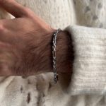 Męska bransoletka srebrna splot kord blaszka srebro rodowane srebro 925 grubszy splot dla niego dla mężczyzny męska