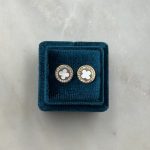 Kolczyki złote wkrętki okrągłe masa perłowa koniczynka marokańska luksusowa kwiatek masa perłowa jasne wypełnienie cyrkonie wysadzane kamieniemi zloto 585 14k