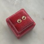 Złote kolczyki wkrętki na sztyft na zatyczkę złoto 585 14k cyrkonia kółeczka kółka z cyrkonią okrągłe cyrkonia z oprawą