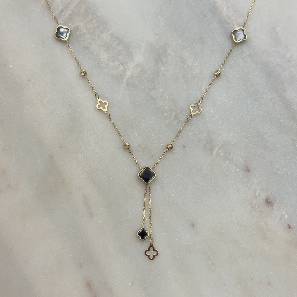 Kolia złota 7 koniczynek marokańskich ceramika - obrazek 6