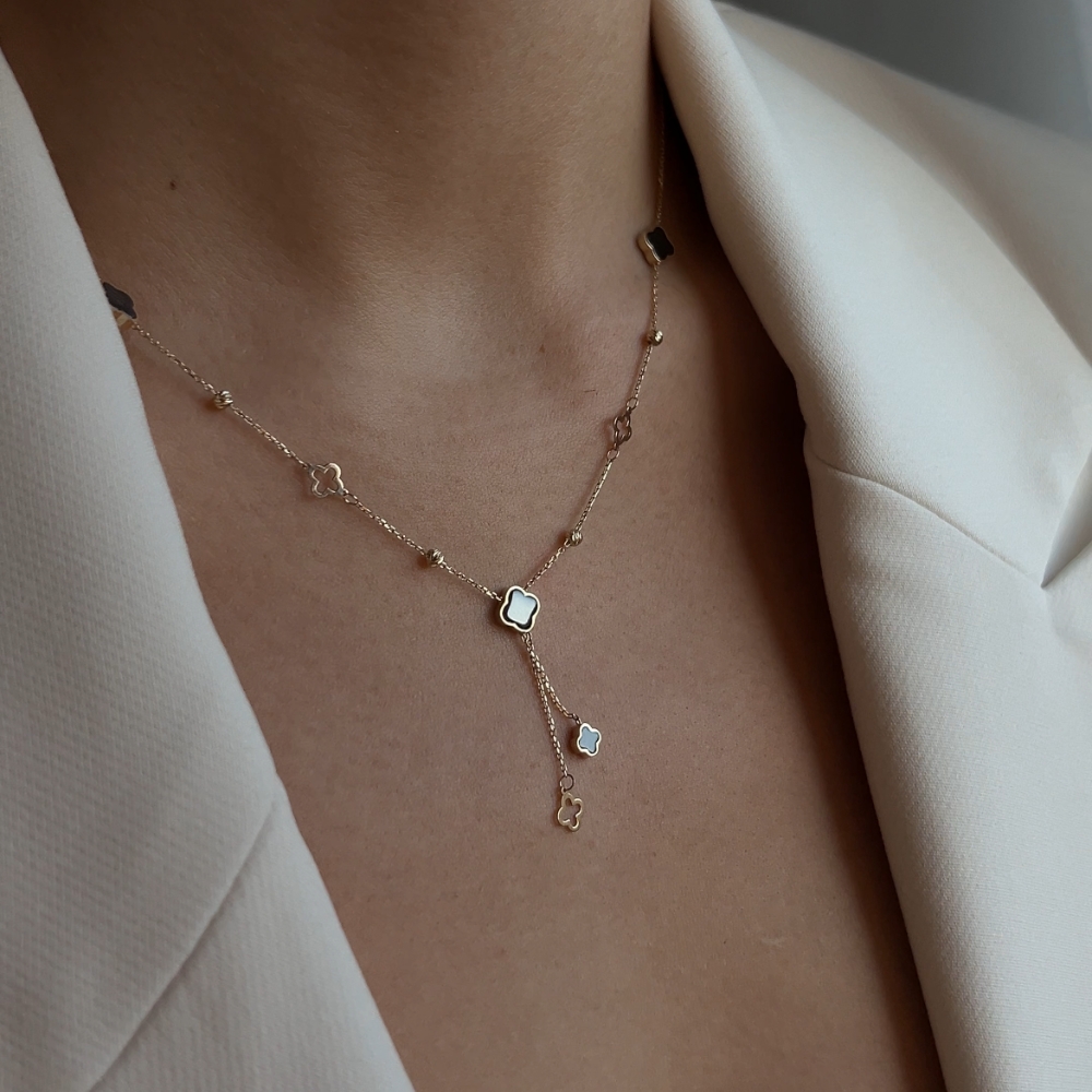 Kolia złota 7 koniczynek marokańskich ceramika - obrazek 8