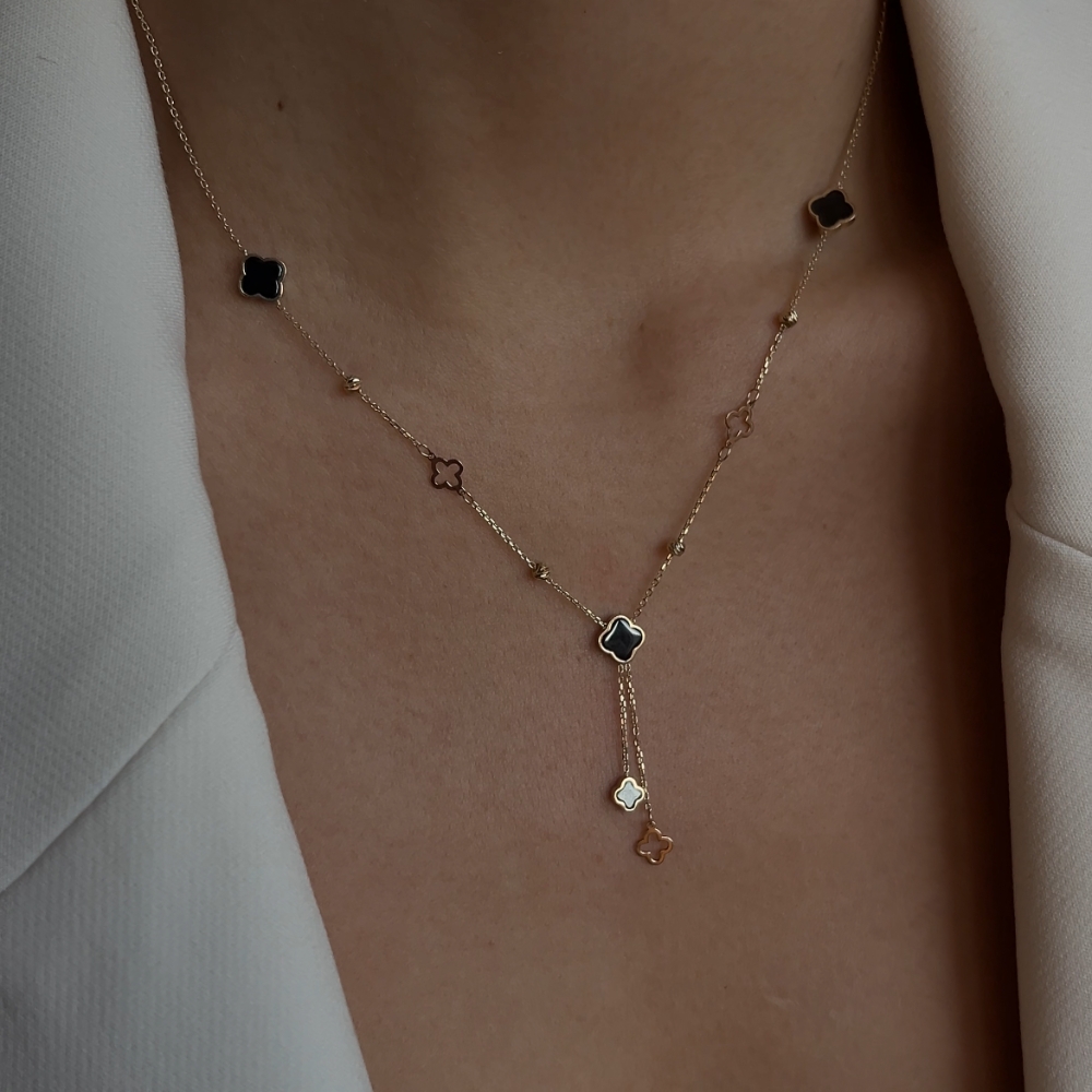 Kolia złota 7 koniczynek marokańskich ceramika - obrazek 5