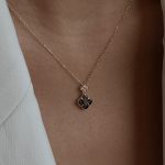 Naszyjnik złoty złoto 585 14k koniczyna marokańska czarna najmodniejsza koniczynka czarny kamień błyszczące cyrkonie kamienie modny naszyjnik dla niej wyjątkowy podwójna koniczynka koniczyna luksusowa marokańska