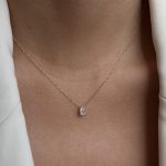 Złoty naszyjnik z diamentem laboratoryjnym 0,52ct lab diamond pear naszyjnik łezka gruszka diament z diamencikiem elegancki minimalistyczny prezent dla niej walentynki urodziny złoto 585 14k diament kamień łezka gruszka kropelka
