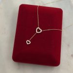 Złoty naszyjnik dwa serduszka krawatka złoto 585 14k serduszko wysadzane cyrkoniami błyszczące naszyjnik serce serduszko z cyrkoniami idealny prezent dla niej na walentynki na urodziny naszyjnik z sercem dla niej