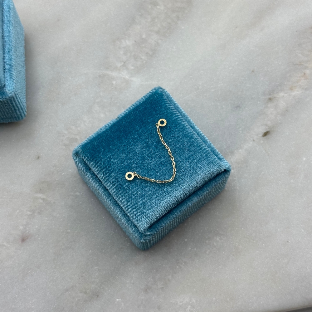 Łańcuszek złoty do piercingu do kolczyków do założenia na kolczyki dwa lub na jeden kolczyk łańcuszek złoto 585 14k do nałożenia na kolczyki do połączenia łączenia kolczyków piercing złote kolczyki do piercingu 3cm