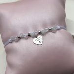 Bransoletka Komunia Święta kamienie naturalne kamień księżycowy srebro 925 rodowana wiszące serduszko z aniołkiem Komunia Święta prezent komunijny upominek dla dziewczynki komunijnej diament opalenica