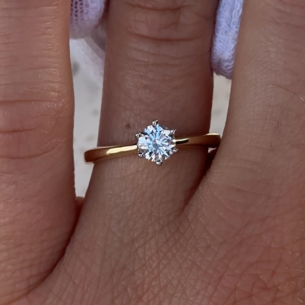 Pierścionek diament laboratoryjny złoto 585 14kt 0,5ct certyfikat międzynarodowy IGI lab diamond VVS2 D IDEAL EXCELLENT ROUND okrągły diament brylant pierścionek zaręczynowy
