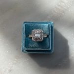Złoty pierścionek z diamentami złoto 585 14kt wielokamieniowy bagietka kwadratowy wysadzany diamentami bogaty okazały wyjątkowy pierścionek na prezent 0,73 ct bagietkowy wyjątkowy pierścionek z diamentami dla niej 65 diamentów