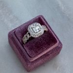 Złoty pierścionek z diamentami złoto 585 14k wielokamieniowy wyjatkowy pierścionek z diamentami łańcuchowy splot nietuzinkowy wzór stylowy elegancki pierścionek z diamentami prezent dla niej wyjatkowy
