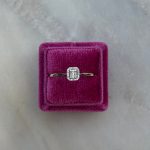 Pierścionek 31 diamentów bagietka bagietkowy wielokamieniowy złoto 585 14kt 0,09ct modny delikatny subtelny modny kształt kwadratowy prostokątny diamenty naturalne