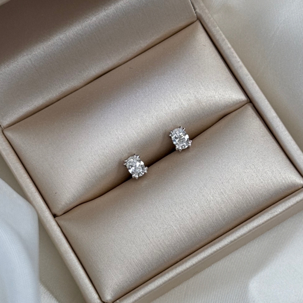 Kolczyki złote z diamentami 0.59 ct owal No. 01 - obrazek 8