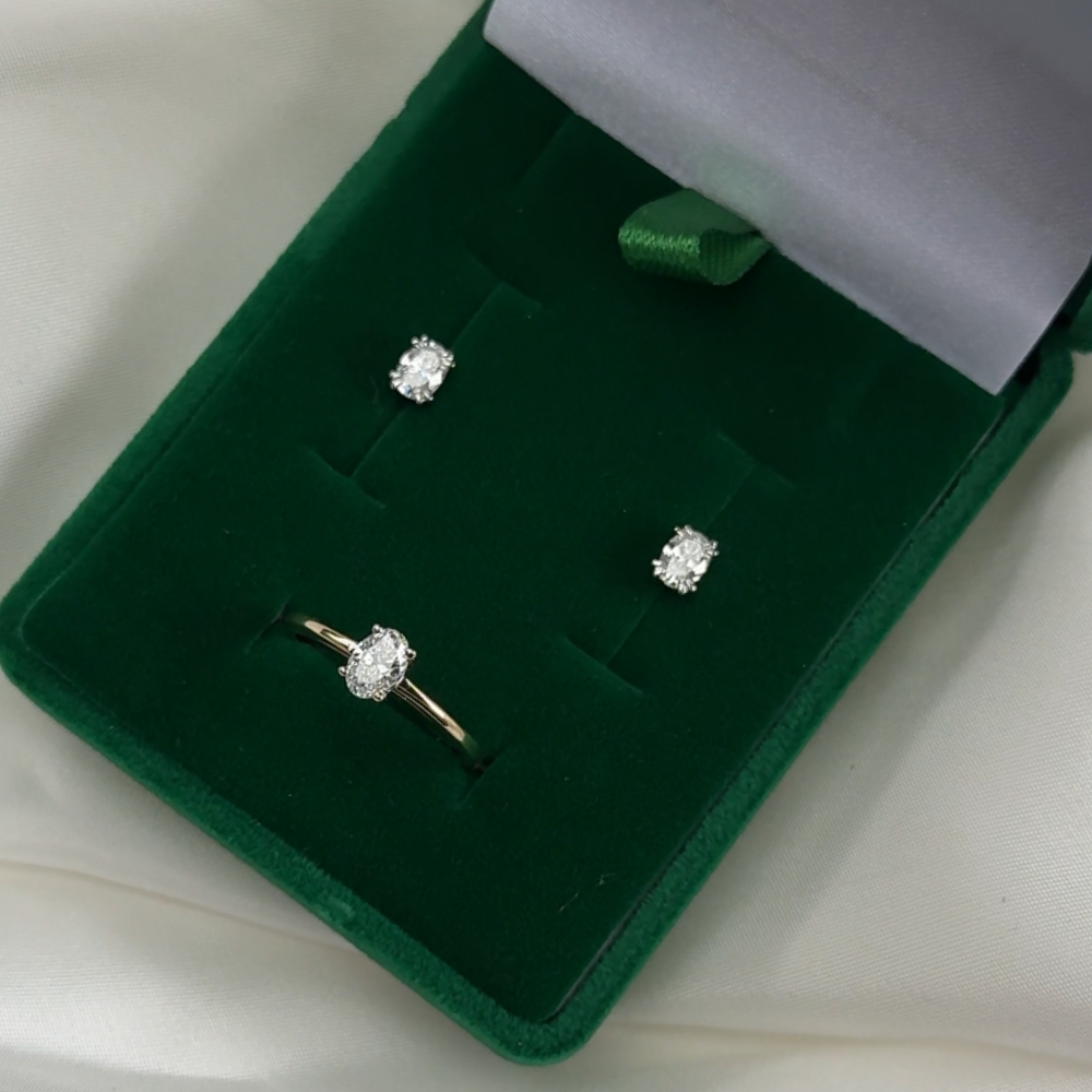 Kolczyki złote z diamentami 0.59 ct owal No. 01 - obrazek 4