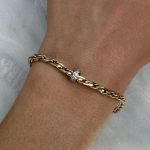 Złota bransoletka elegancki łańcuch łańcuszek złoto 585 14kt cyrkonie ozdobna obręcz z cyrkoniami zdobiona cyrkoniami gruby łańcuch łańcuchowa bransoletka prezent dla niej nonszalancka bransoletka 19cm