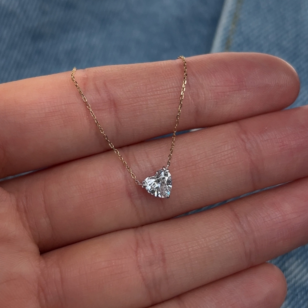 Złoty naszyjnik z diamentem złoto 585 14kt diament laboratoryjny w kształcie serce 0,51ct lab grown diamond naszyjnik z serduszkiem serce diamencik w kształcie serca prezent dla niej wyjątkowy certyfikat IGI